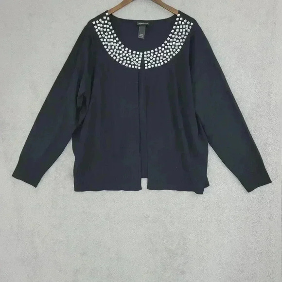 Lane Bryant Women's 22/24 Embellished Front Closure Black Sweater 29PT - Picture 1 of 10